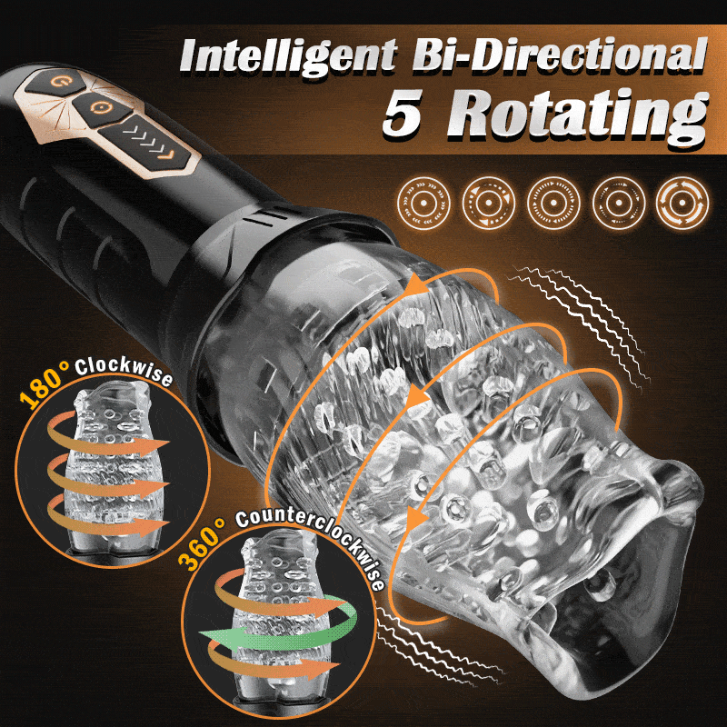 【FREE SHIPPING】- TORNADO-Gawk Gawk 5 Rotating ＆10 Vibrating Sex Toys for Men Oral Sex Male Masturbators