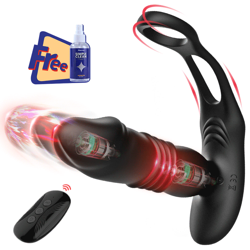 【BioShield Easy Clean Motorized Explorer】SAUL Glans Thrusting Vibrating Prostate Massager with Free Cleaner
