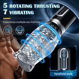 【Beginner’s Choice】Amber- 5 Telescopic Rotation Masturbation Cup 7 Vibrating Oral Sex Handheld Masturbator