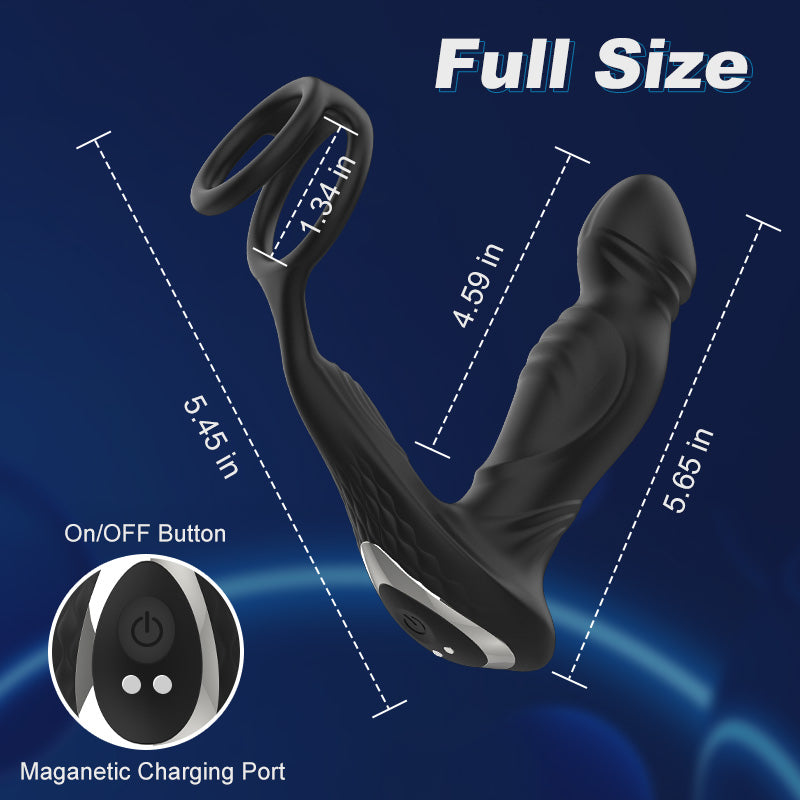Asura App Control  Wiggling & Tapping Prostate Massager with Dual Cock Rings