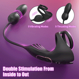 【Free Lube 200ML】Egbert 9 Thrusting & Vibrating Prostate Massager with Dual Cocking Rings Testicular Stimulator