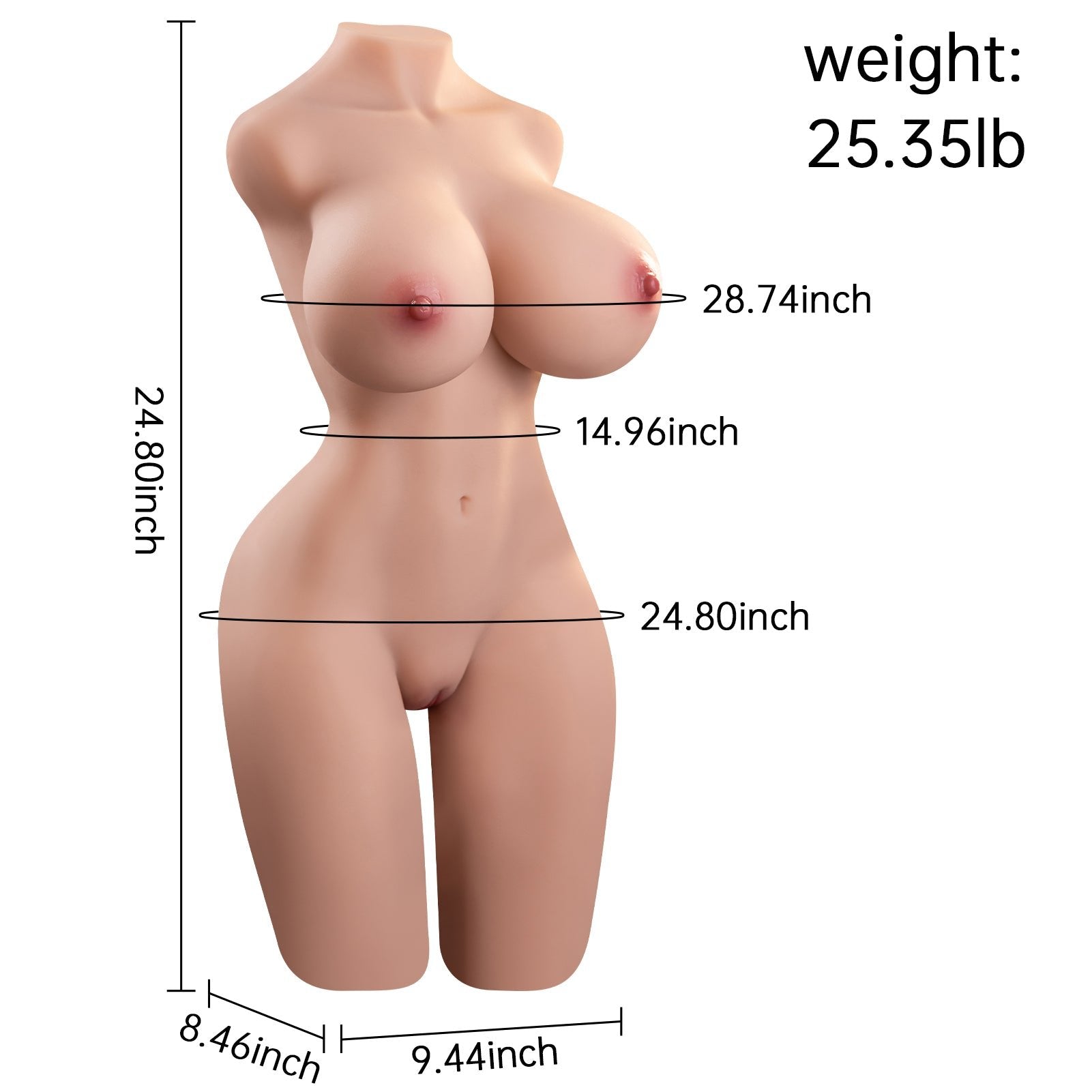 Josiah - 25.35Lbs Realistic Sex Doll with Peak E-Cup Big Breasts and Toned Abs