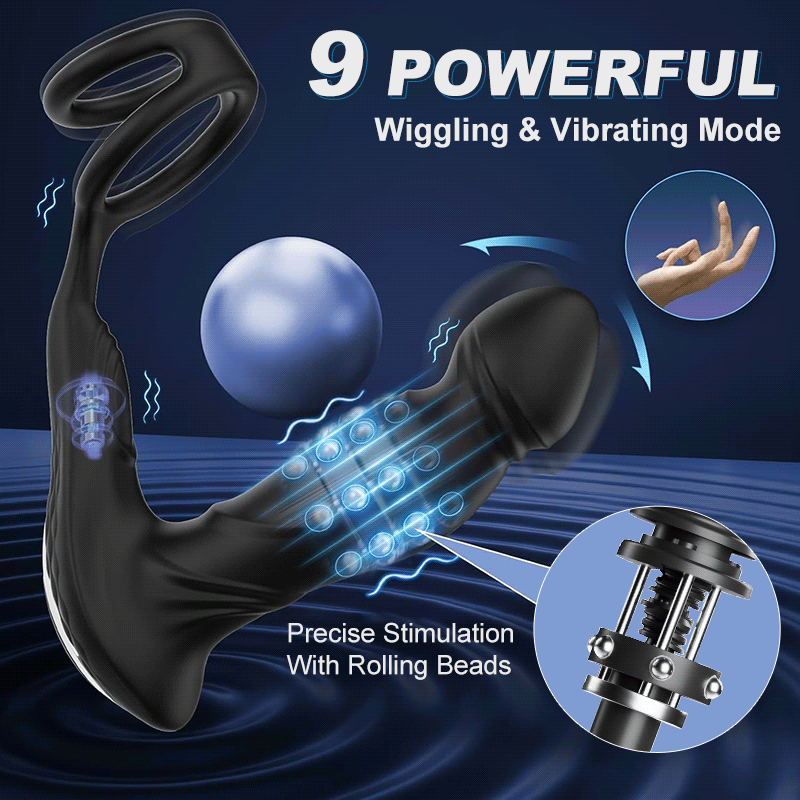 Asura App Control  Wiggling & Tapping Prostate Massager with Dual Cock Rings