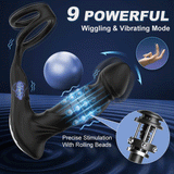 Asura App Control  Wiggling & Tapping Prostate Massager with Dual Cock Rings