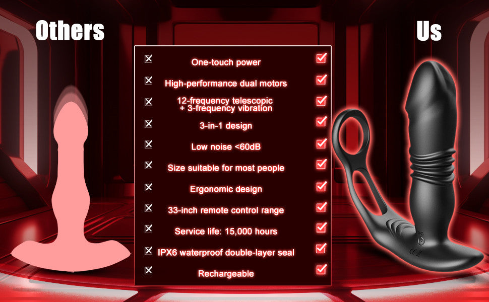 【BioShield Easy Clean Motorized Explorer】SAUL Glans Thrusting Vibrating Prostate Massager with Free Cleaner