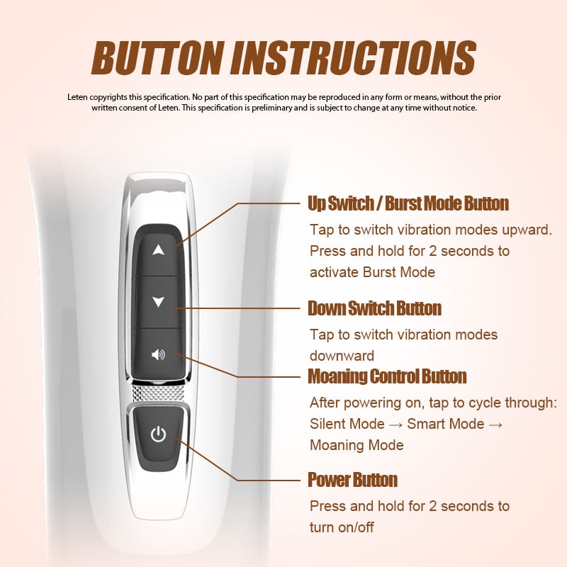 Leten Smart Control 10 Frequency Vibration Pronounce Male Stroker