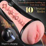 【6.5 IN Depth】Pressure Palm 10 Vibrations Realistic Labia Vaginal Pressure IPX7 Waterproof Electric Masturbator Pocket P