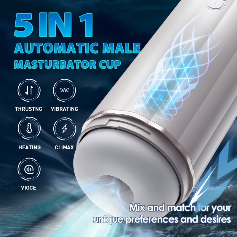 Bluetooth 10 Thrusting Vibration Heating Stepless Adjusting Male Masturbator