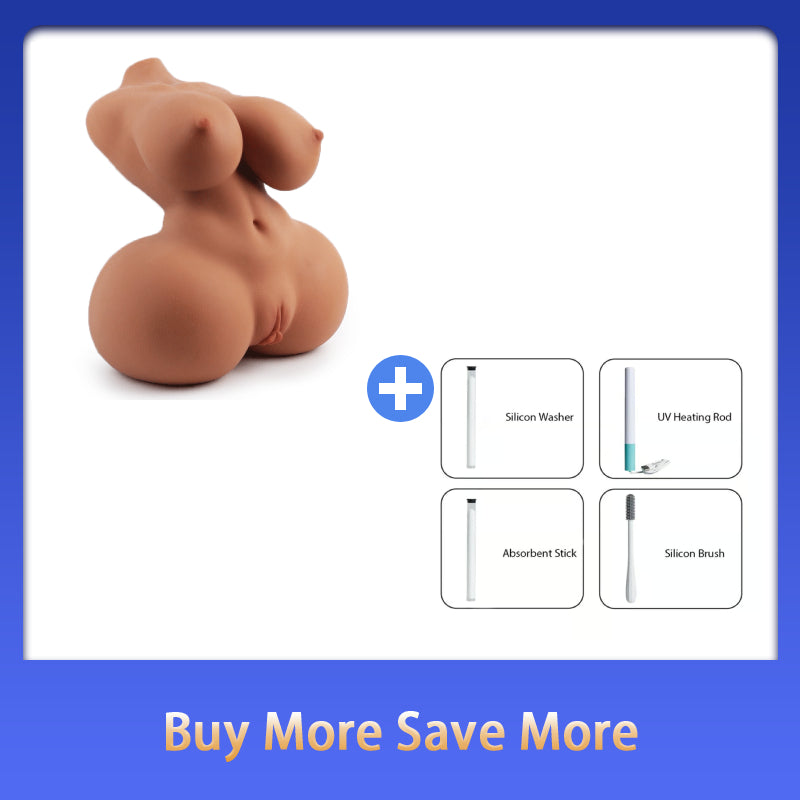 【Free Lube 150ml】Dual Channel 15.8 lbs  Wheat Teardrop Breasts and Curvy Hourglass Figure Realistic Sex Torso