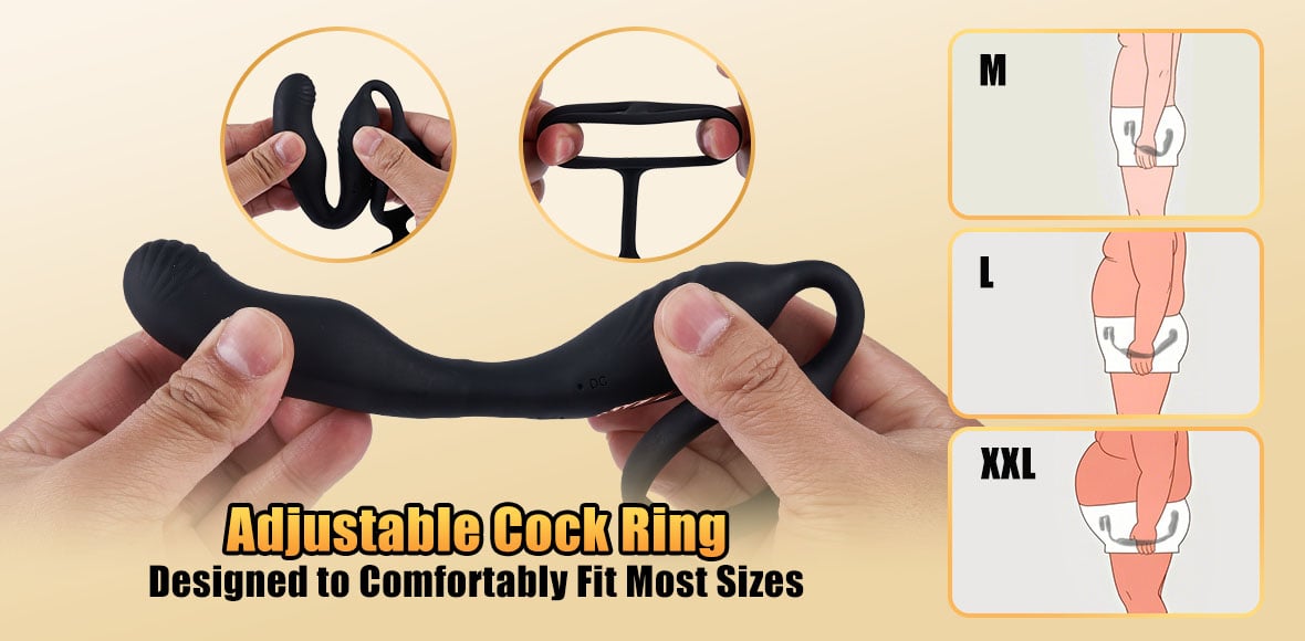 Leonard-360° Rotating Vibrating Wearable Prostate Massager with Dual Cock Ring