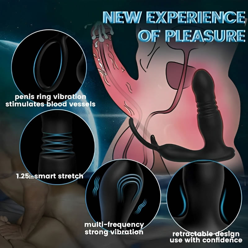 FEALY 7 Vibrations & 7 Thrusts Cock Ring Prostate Massager