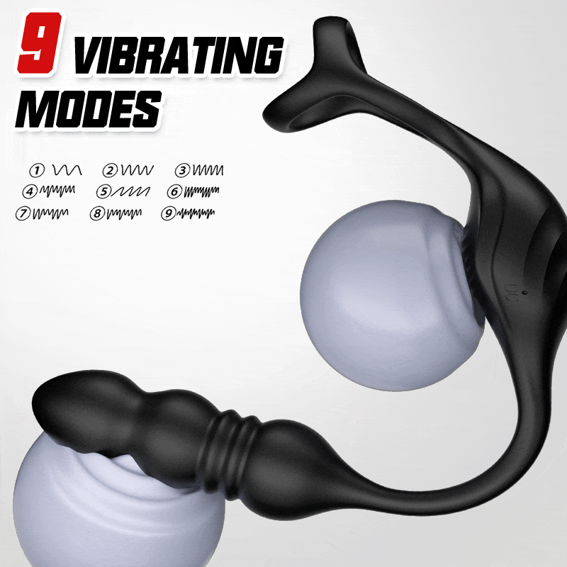 【Free lube!】Mike 9 Thrusting & Vibrating Wearable Prostate Massager with Cock ring