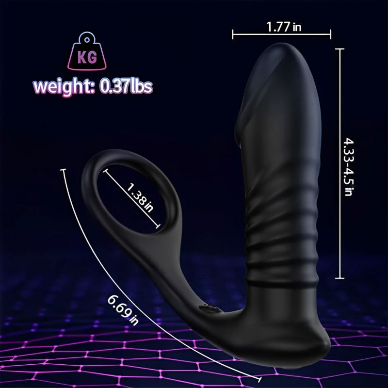 【KOL Recommend】FIGHTER-10 Thrilling Vibration 3 Thrusting Silicone Remote Control Cock Ring Anal Vibrator
