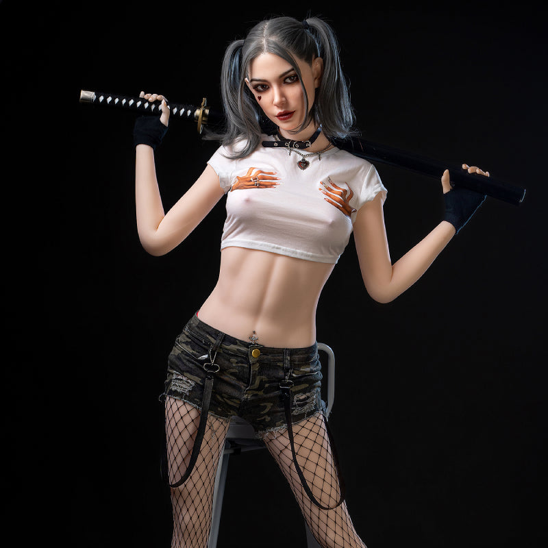 Bridget 173cm Big Tits Cool Girl Sex Doll Harley Quinn Movable Jaw【Silicone Head + Tpe Body】
