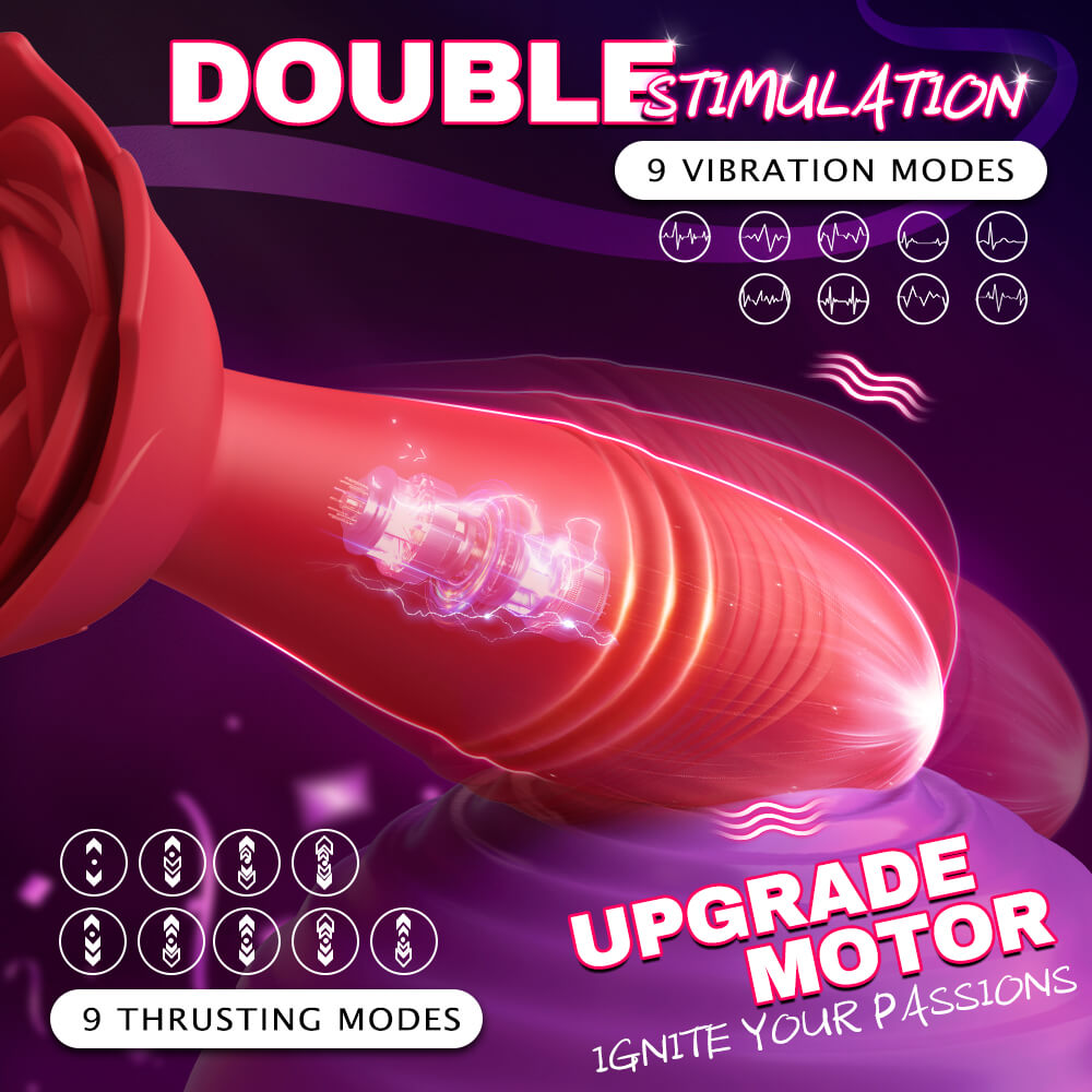 Rose Sex Toy Anal Plug APP Thrusting Vibrators, Remote Control Anal Sex Toy