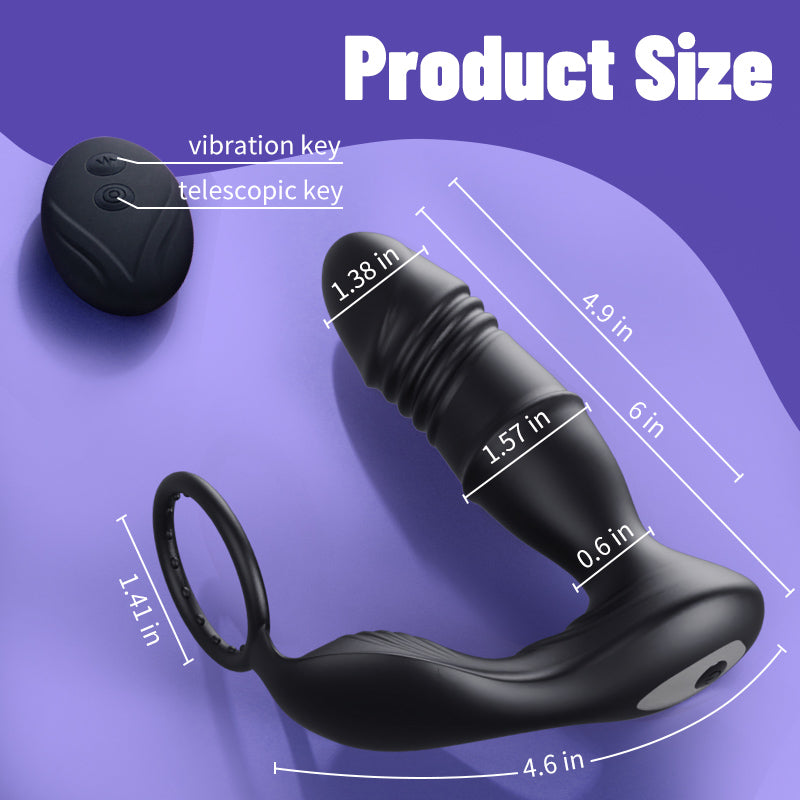 Mason - APP Control Thrusting Vibrating Prostate Massager Cock Ring with Raised Dots