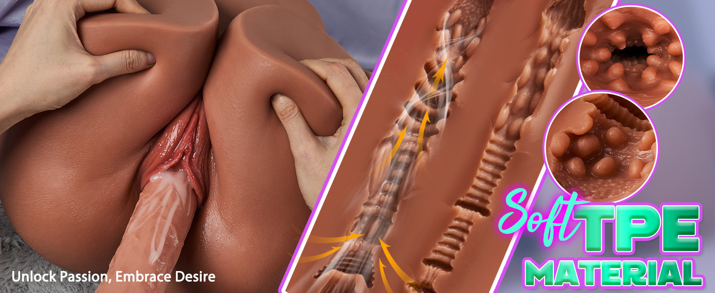 【1:1 Lifelike Double Channel】Brown Skin 16lbs 1:1 Lifelike Double Channel Big Plump Ass With Elasticity