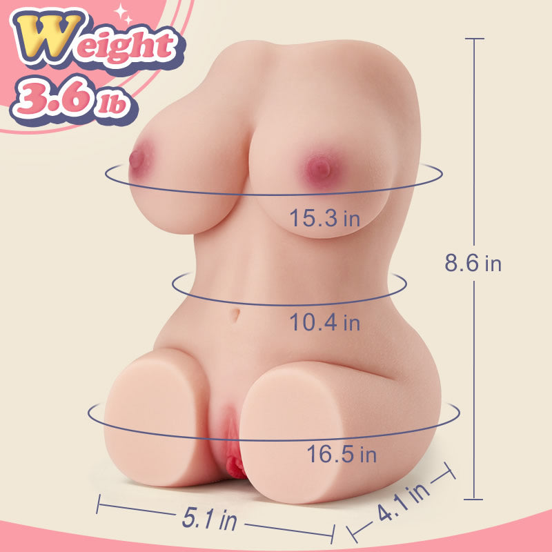 Sylvia 3.6Lb 10 Vibrating Realistic Butt with Life-like Boobs Vagina Anal Male Masturbator