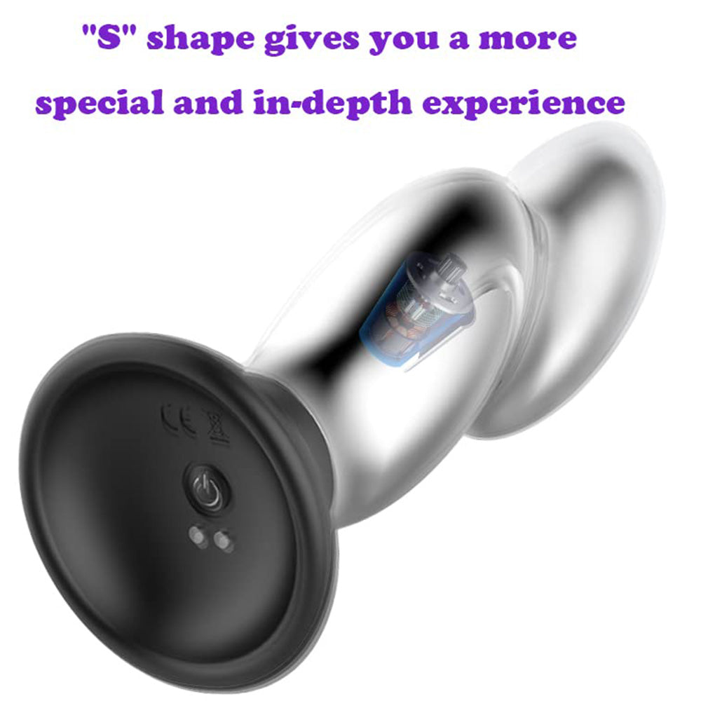 Aluminum 10 Vibrating Remote Control Anal Vibrator with Suction Base