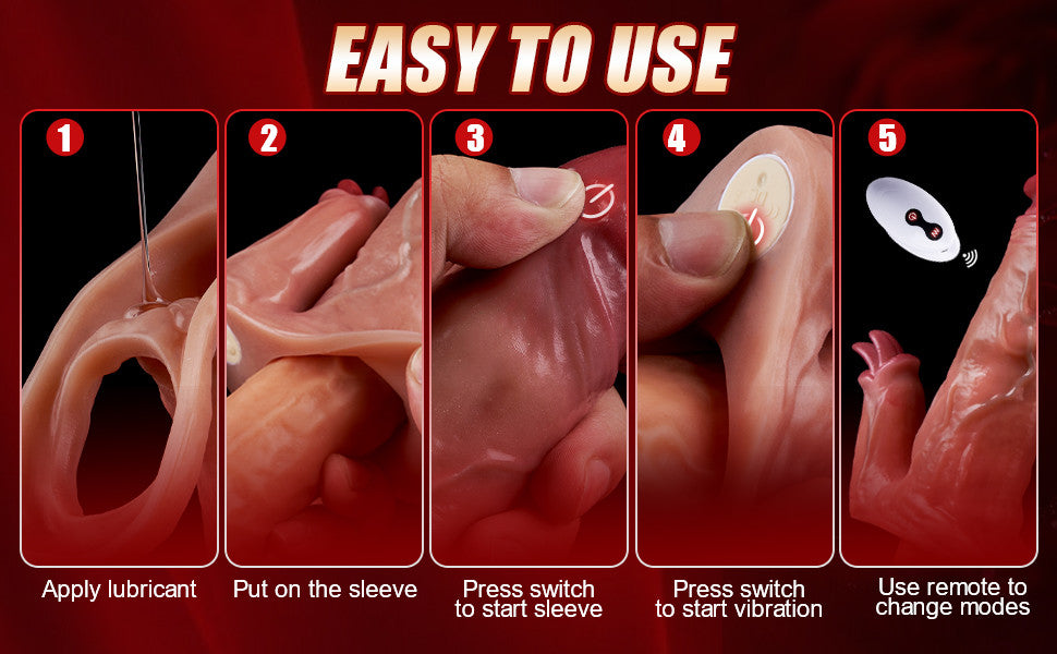 Lola - 8 Tongue & Glans Vibratios penis Extender Thickened & Extended, Longer-Lasting Penis Sleeve