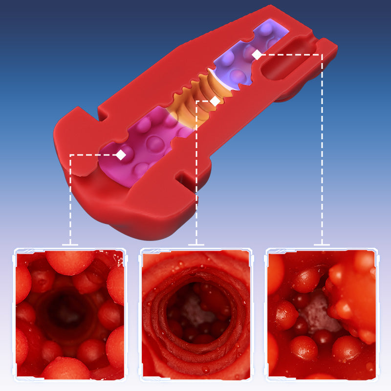 [6.35 IN Depth] F01 Valkyrx 6 Suction 9 Vibration Red Lip Extra Weight Inner Sleeve Masturbators