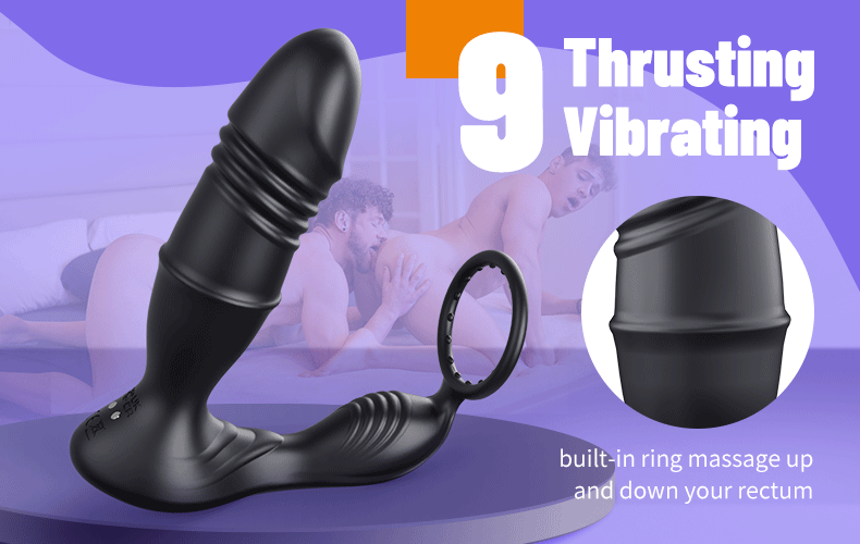 Mason - APP Control Thrusting Vibrating Prostate Massager Cock Ring with Raised Dots