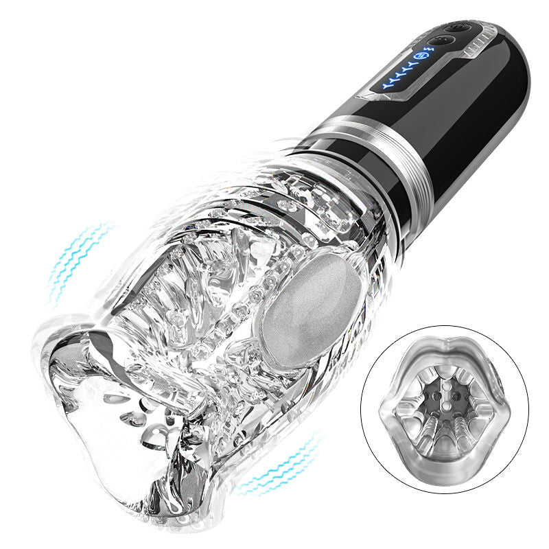 【Beginner’s Choice】Amber- 5 Telescopic Rotation Masturbation Cup 7 Vibrating Oral Sex Handheld Masturbator