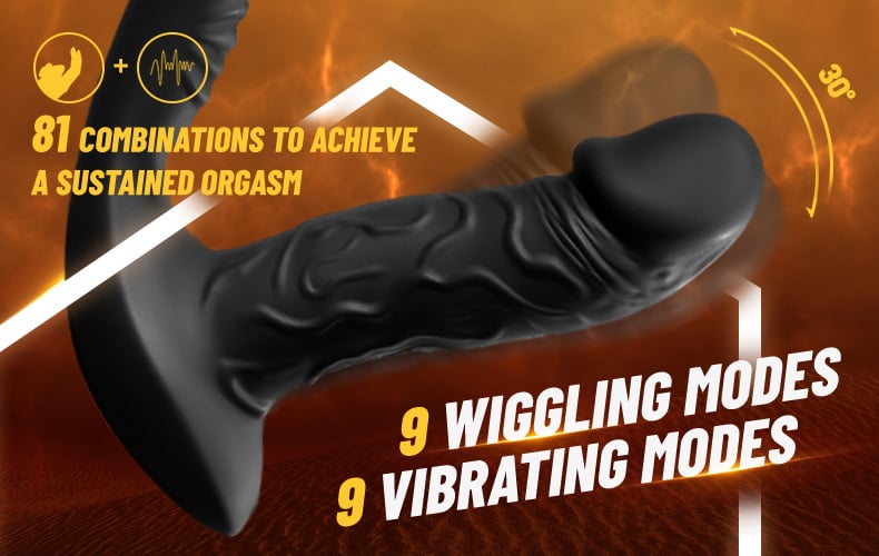 9 Wiggling & Vibrating App Control Anal Vibrator With Cock Ring
