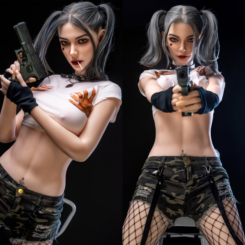Bridget 173cm Big Tits Cool Girl Sex Doll Harley Quinn Movable Jaw【Silicone Head + Tpe Body】