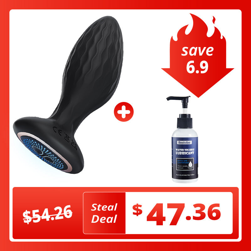 LED Light 360° Rotation & Vibration Remote Control Anal Plug For Solo or Couple