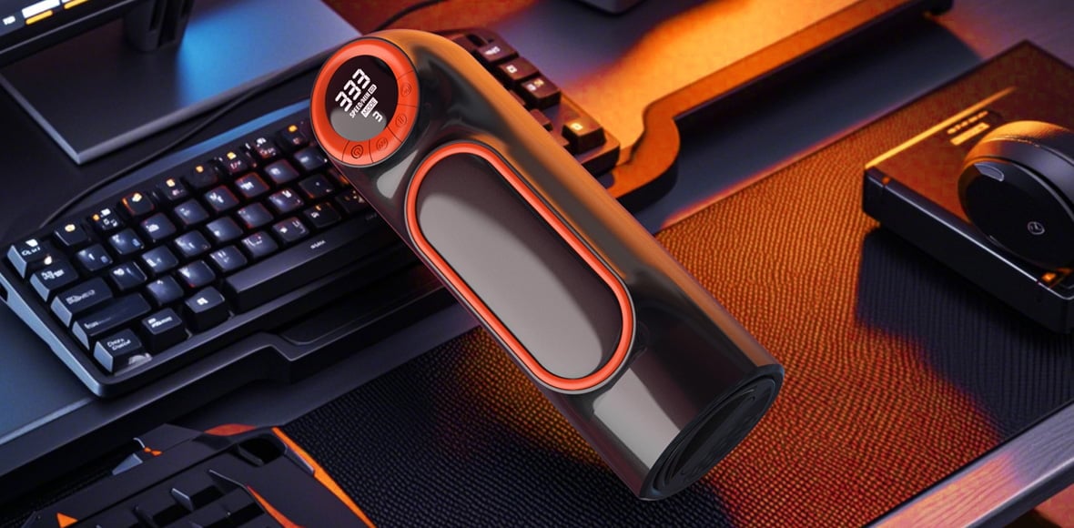 [Free Lube] LCD Sucking Thrusting Vibrating Male Masturbator male sex toys