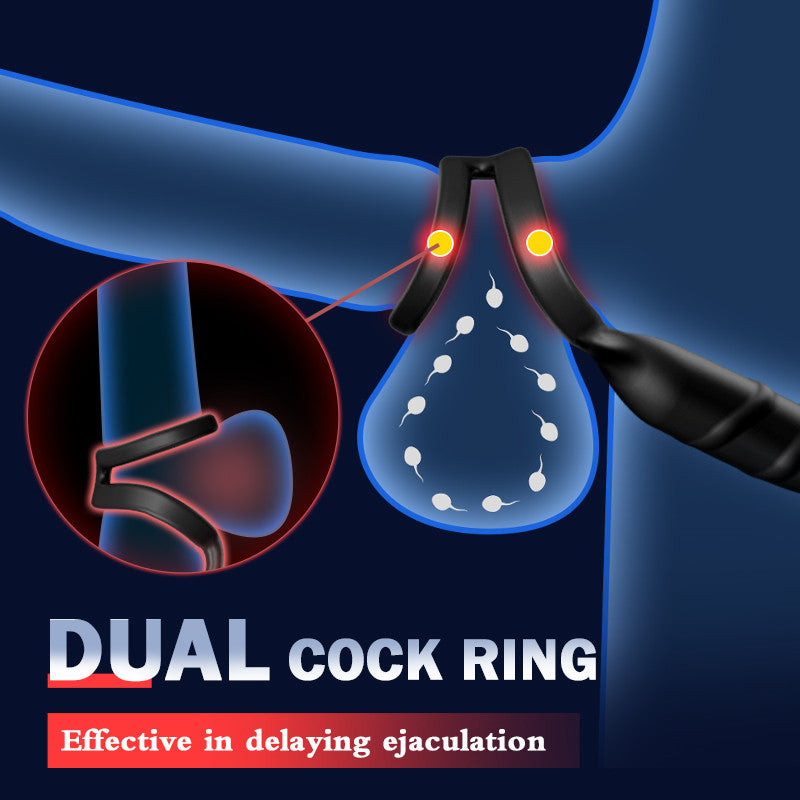 2 In 1 8 Thrusting 8 Vibration Cock Ring Anal Vibrator