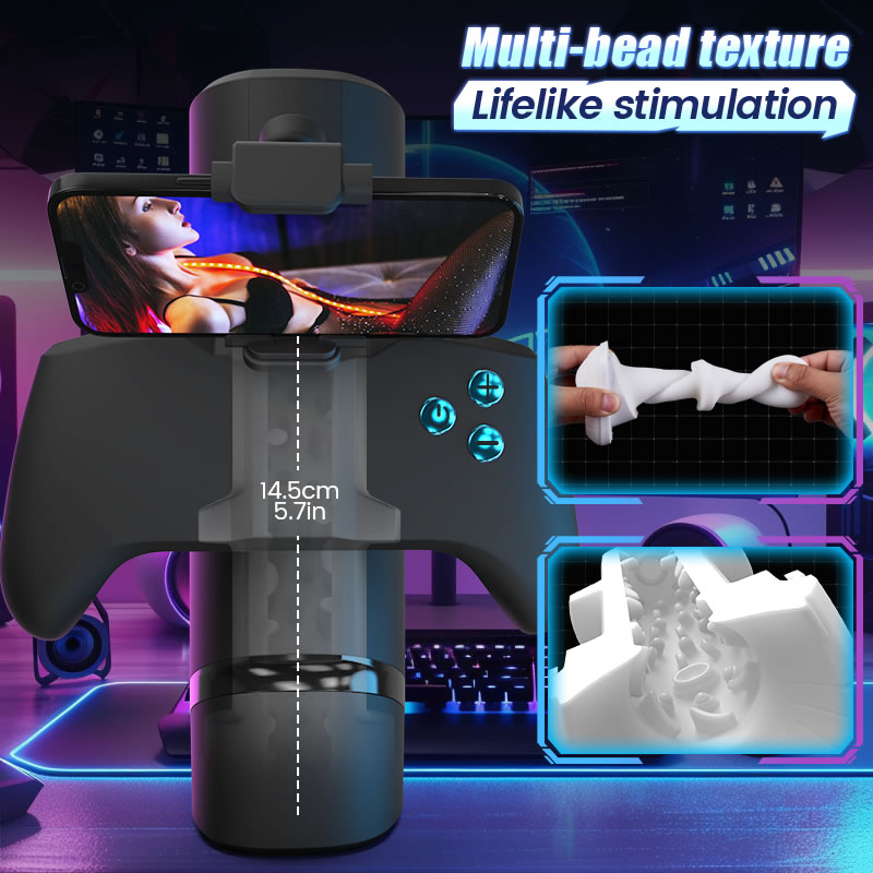 [7-Day Free Shipping] Turbo 10-Mode Explosive Thrusting Stroker - Immersive Gamepad Design with Phone Holder