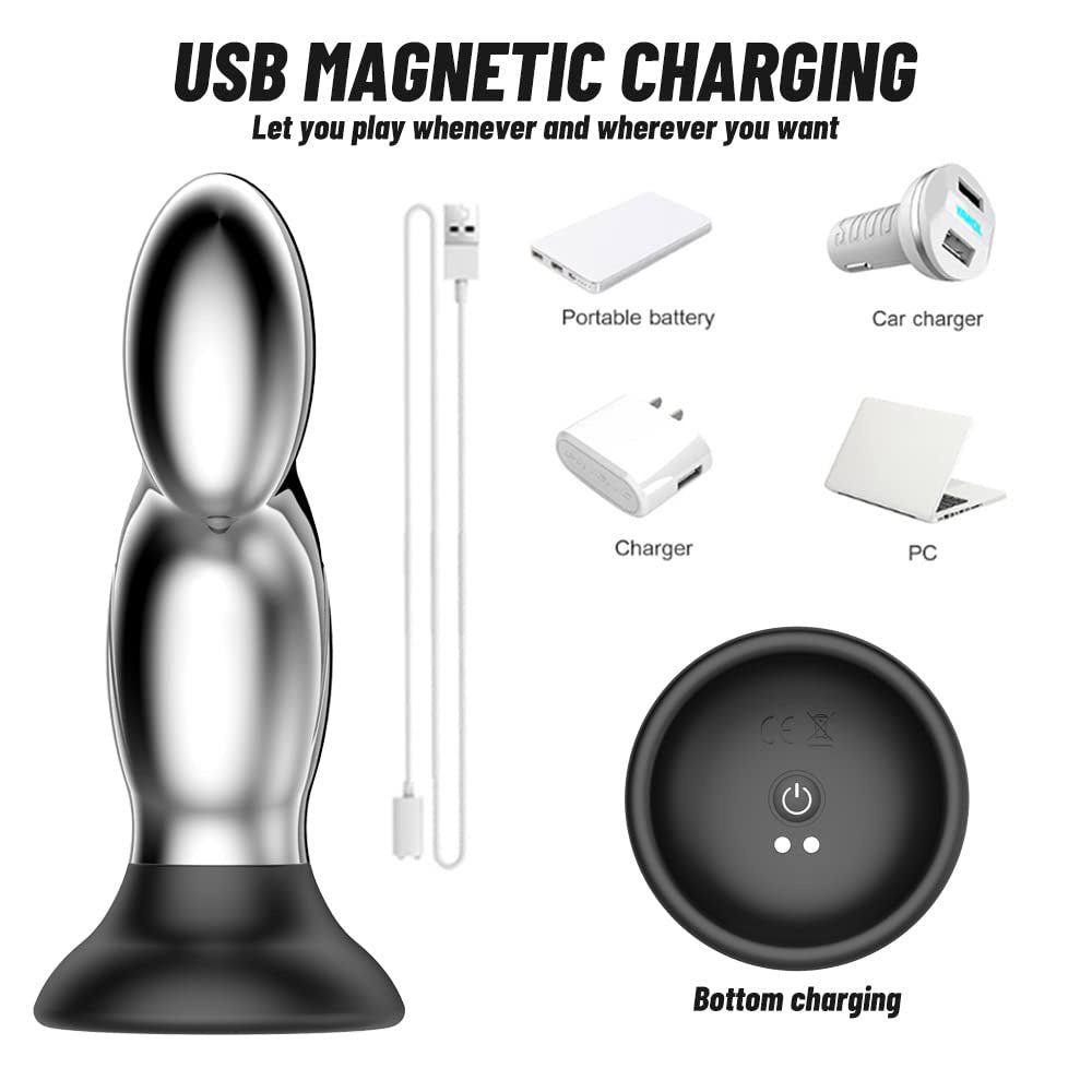 Aluminum 10 Vibrating Remote Control Anal Vibrator with Suction Base