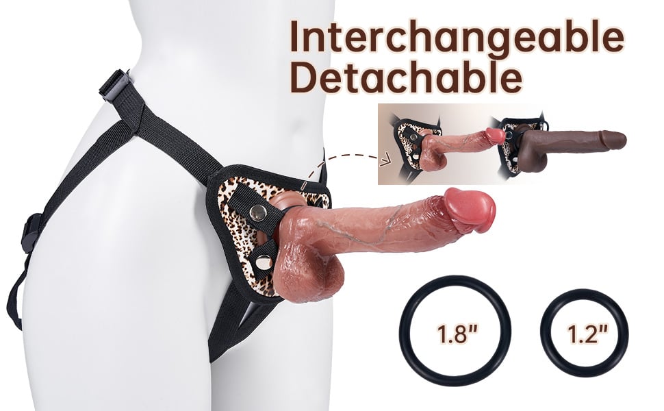 Leopard Print Adjustable Strap-On Harness with Two Different Sizes O-rings