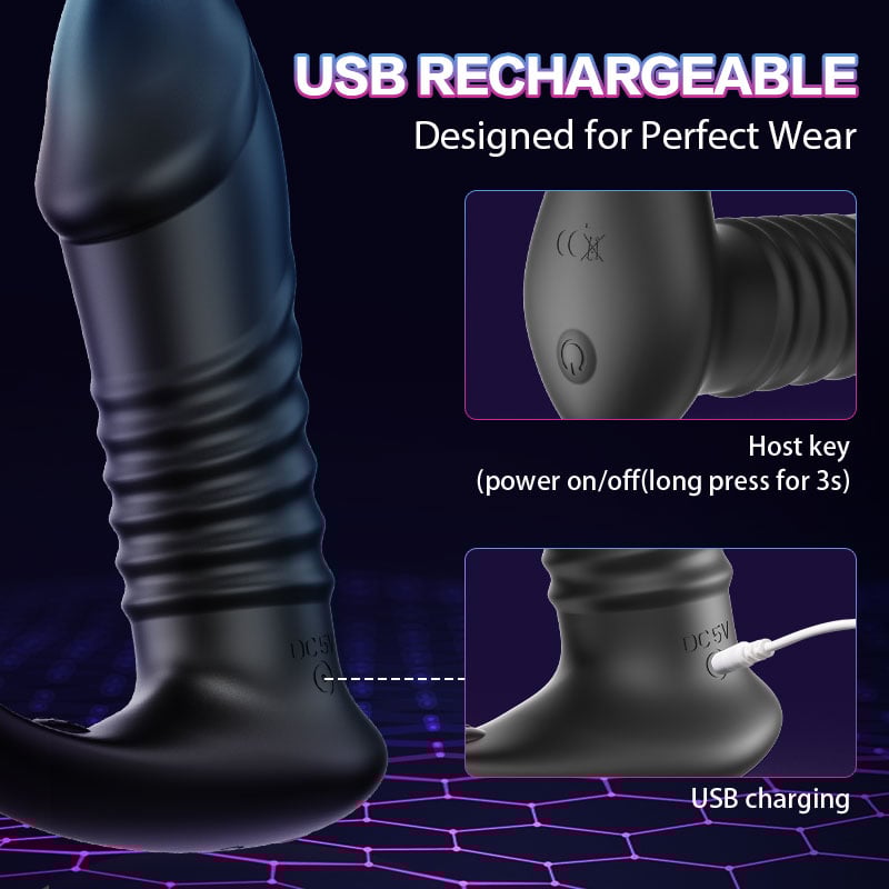 【KOL Recommend】FIGHTER-10 Thrilling Vibration 3 Thrusting Silicone Remote Control Cock Ring Anal Vibrator