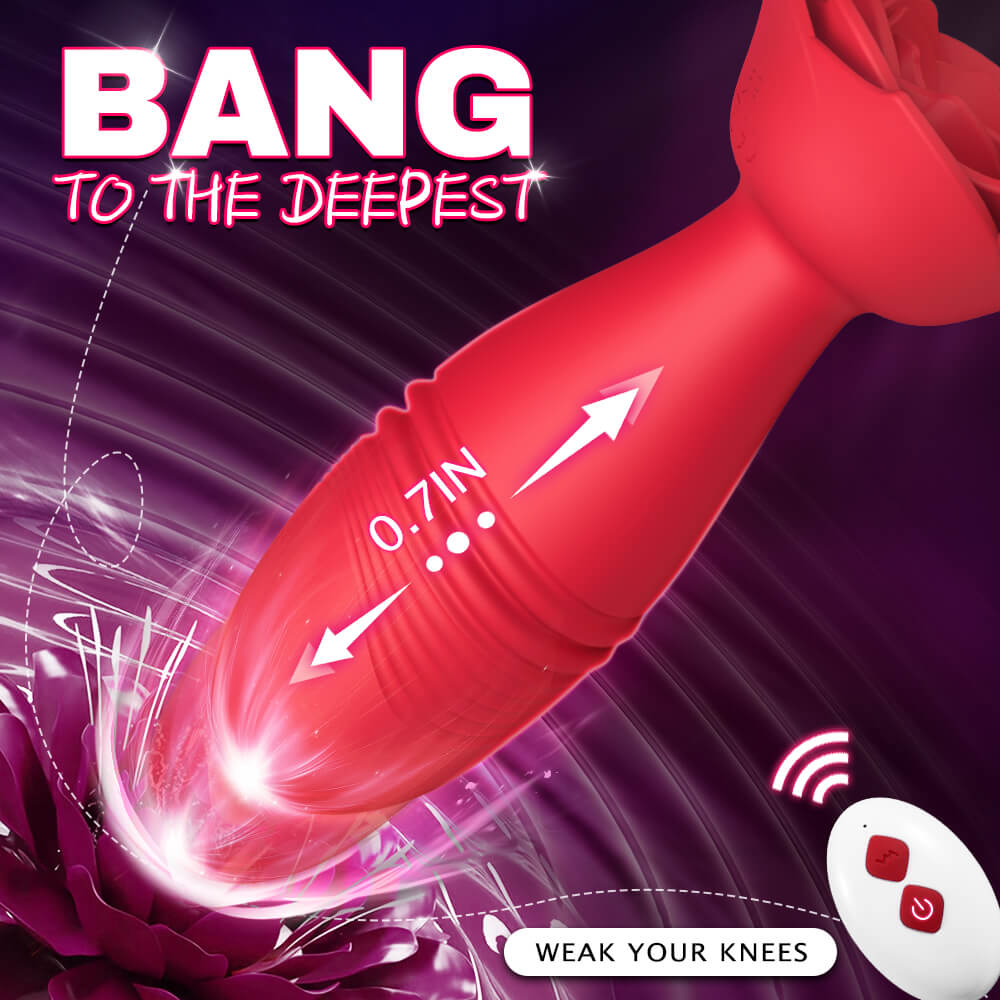 Rose Sex Toy Anal Plug APP Thrusting Vibrators, Remote Control Anal Sex Toy