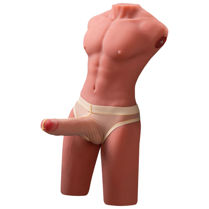【Free Lube200ml】Jackson 17.63LB 6.69Inch Electric PulseThrusting Vibrating Dildo  Tan Skin Male Torso Sex Doll
