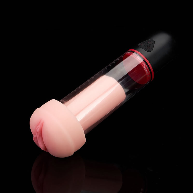 S-HANDE 9 Vibrating 9 Sucking Pussy-Shaped Sleeve Male Enlargement Pump