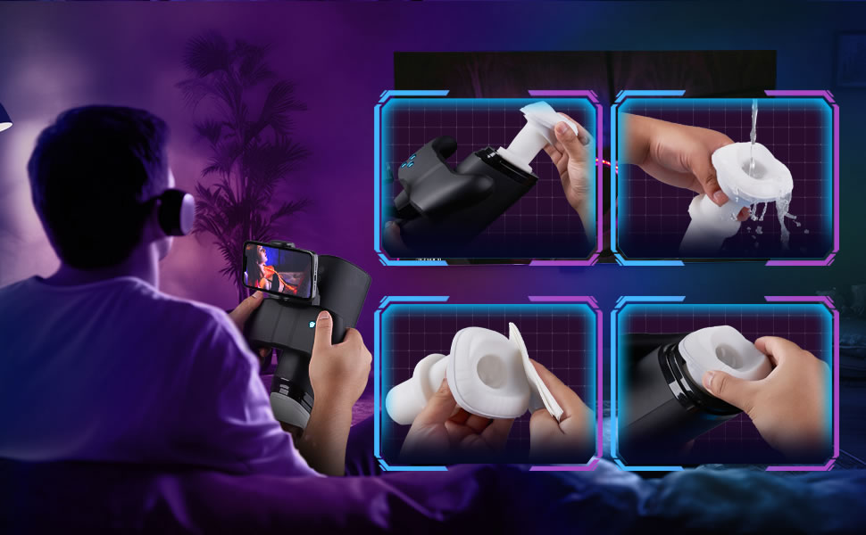 [7-Day Free Shipping] Turbo 10-Mode Explosive Thrusting Stroker - Immersive Gamepad Design with Phone Holder