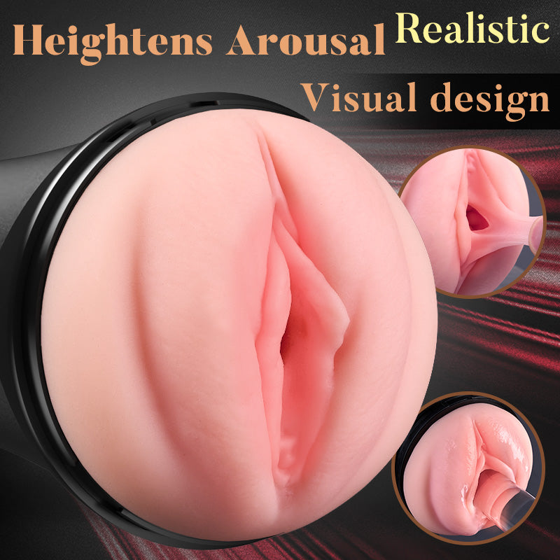 【6.5 IN Depth】Pressure Palm 10 Vibrations Realistic Labia Vaginal Pressure IPX7 Waterproof Electric Masturbator Pocket P