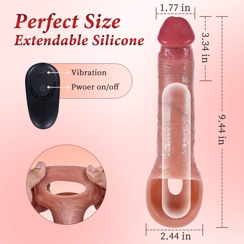 10 Vibrating Remote Control  Penis Sleeve Vibrator With Cock Rings