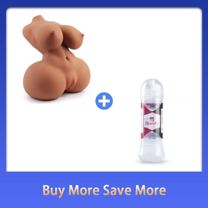 【Free Lube 150ml】Dual Channel 15.8 lbs  Wheat Teardrop Breasts and Curvy Hourglass Figure Realistic Sex Torso