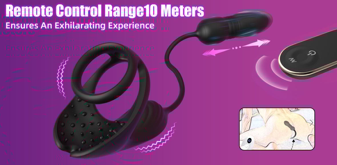 【Free Lube 200ML】Egbert 9 Thrusting & Vibrating Prostate Massager with Dual Cocking Rings Testicular Stimulator