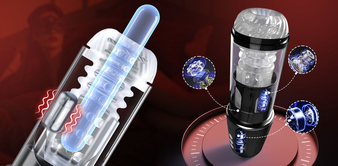 5 Rotating 5 Sucking 7 Vibrating Masturbator & Training 2 IN 1 Adult Toys