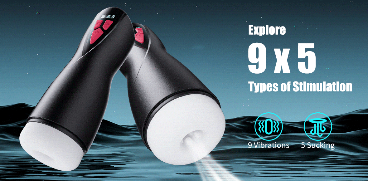 [5.91 IN Depth] Intimimate 5 Suction 9 Vibrations Masturbator Cup Male Masturbators