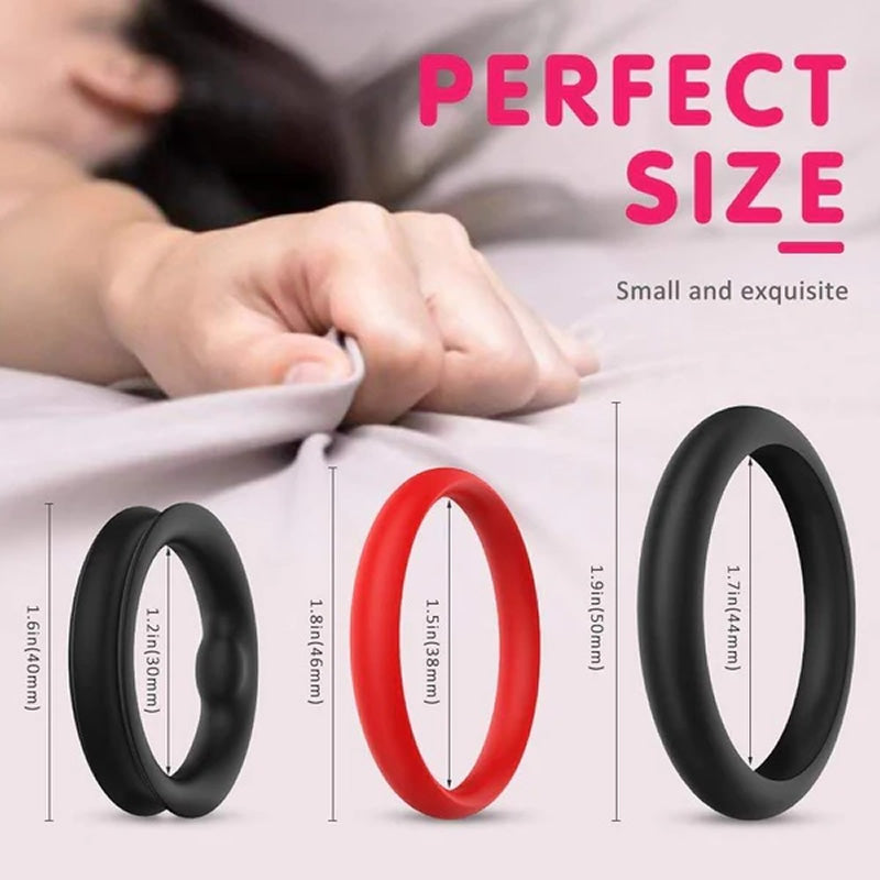 Harles 1.5 Inch Premium Stretchy Longer Harder Stronger Erection Cock Ring Set 3 Pieces