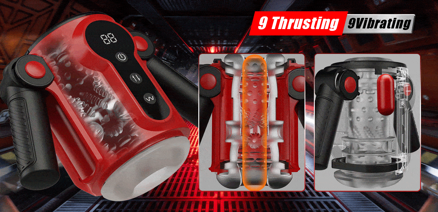 Calvin 9 Thrusting & Vibrating Massage Training and Masturbator 2 IN 1 Sex Toy