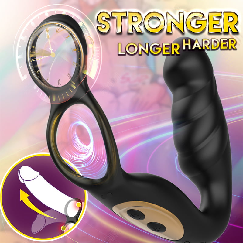 【Free Lube 150ml】7 Pulsing & 12 Vibrating Prostate Massager with Dual Cock Ring