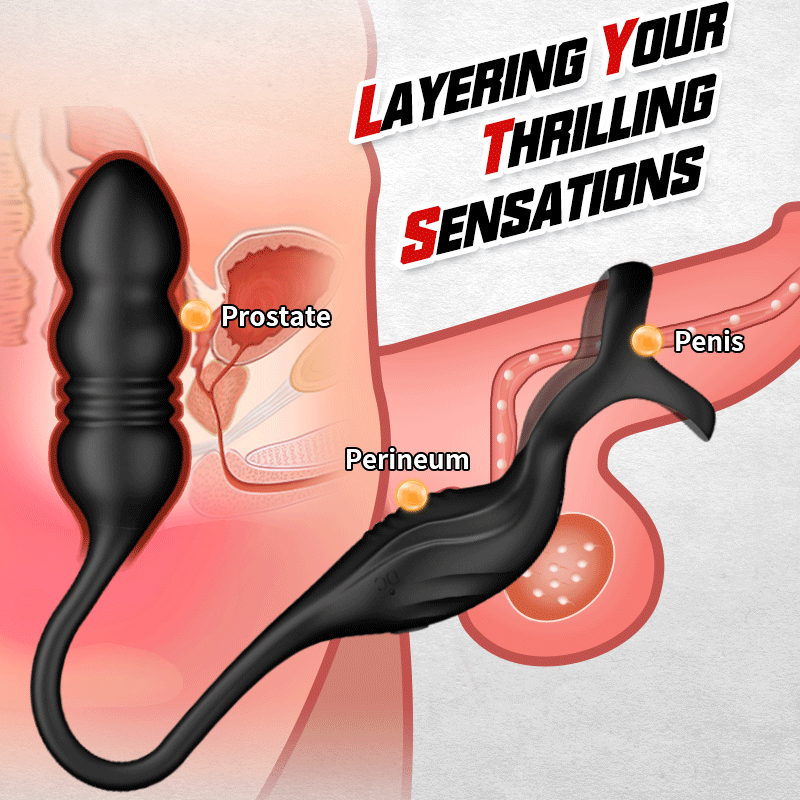 【Free lube!】Mike 9 Thrusting & Vibrating Wearable Prostate Massager with Cock ring